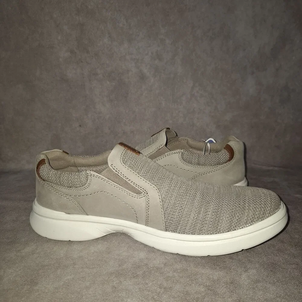 Clarks Bradley Easy Size 11.5M Stone Grey Slip On Sneakers Extreme Comfort
